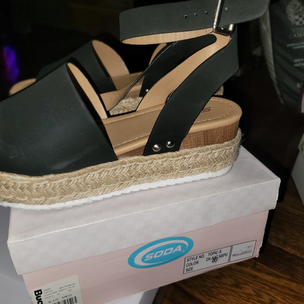 Soda Black Espadrille Sandals